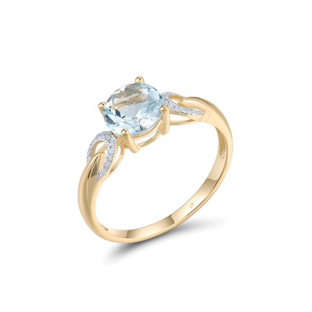 14KYW Ring Blue Topaz (Sky Blue),Diamond (R314150BKT14KYW) - US 6