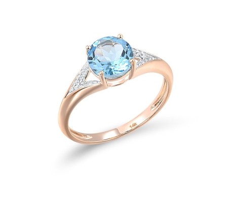 14KRW Ring Blue Topaz (Swiss Blue),Diamond (R314151BLT14KRW) - US 6