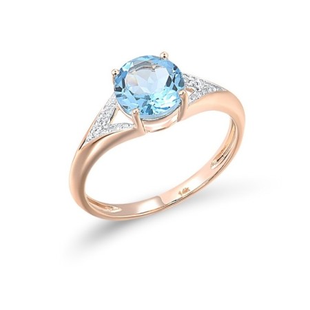 14KRW Ring Blue Topaz (Swiss Blue),Diamond (R314151BLT14KRW) - US 6