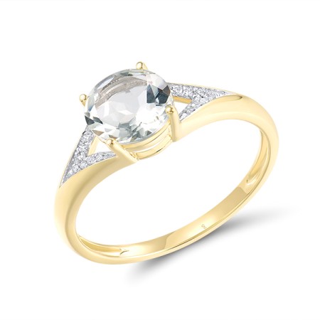 14KYW Ring Diamond,Prasiolite (Green Amethyst) (R314151GAM14KYW)