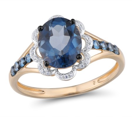 14KRWB Ring Diamond,London Blue Topaz (R314152LDB14KRWB) - US 7