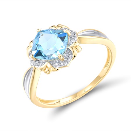 14KYW Ring Blue Topaz (Swiss Blue),Diamond (R314155BLT14KYW)