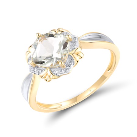 14KYW Ring Diamond,Prasiolite (Green Amethyst) (R314155GAM14KYW)