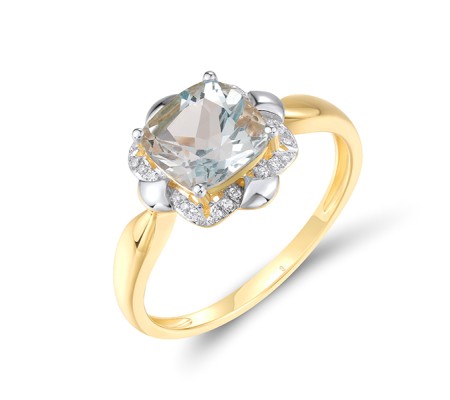 14KYW Ring Blue Topaz (Sky Blue),Diamond (R314156BKT14KYW)