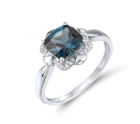 14KW Ring Diamond,London Blue Topaz (R314156LDB14KW)