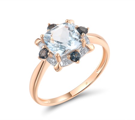 14KRW Ring Blue Topaz (Sky Blue),Diamond,London Blue Topaz (R314157BLK14KRW) - US 6