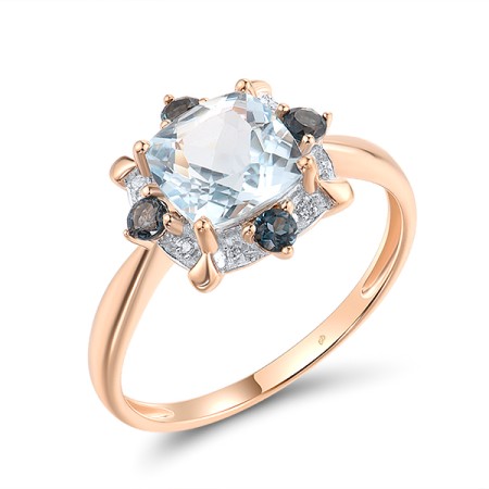 14KRW Ring Blue Topaz (Sky Blue),Diamond,London Blue Topaz (R314157BLK14KRW) - US 6