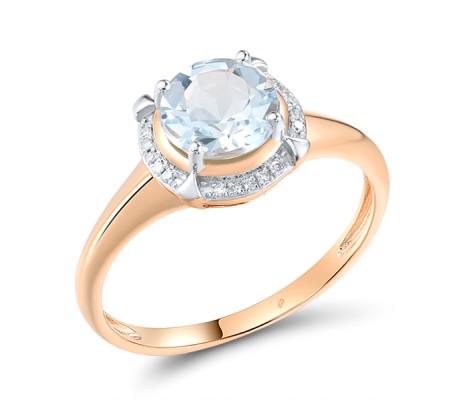 14KRW Ring Blue Topaz (Sky Blue),Diamond (R314161BKT14KRW) - US 6
