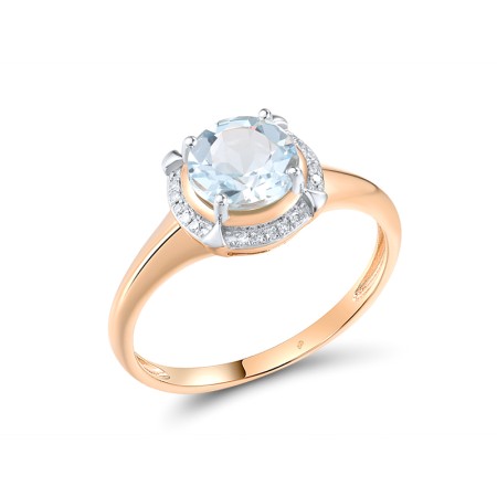 14KRW Ring Blue Topaz (Sky Blue),Diamond (R314161BKT14KRW) - US 6