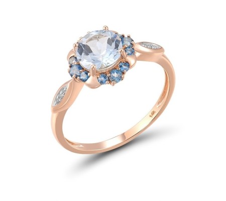 14KRW Ring Blue Topaz (Sky Blue),Diamond,London Blue Topaz (R314162BLK14KRW) - US 8