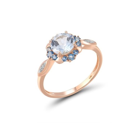 14KRW Ring Blue Topaz (Sky Blue),Diamond,London Blue Topaz (R314162BLK14KRW) - US 8