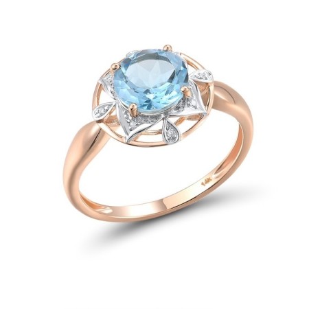 14KRW Ring Blue Topaz (Swiss Blue),Diamond (R314164BLT14KRW) - US 6