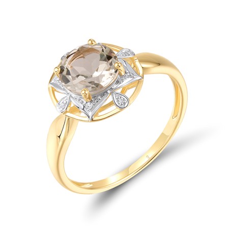 14KYW Ring Diamond,Prasiolite (Green Amethyst) (R314164GAM14KYW)