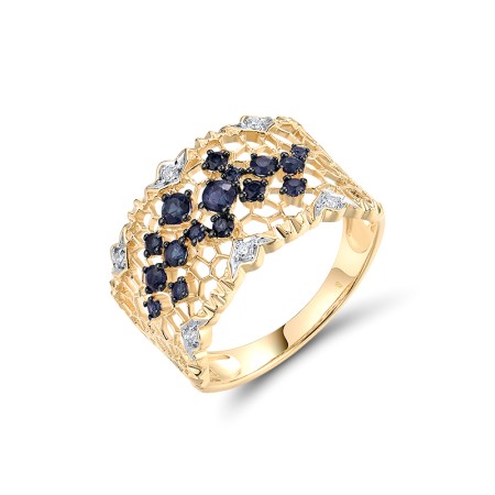 14KYWB Ring Diamond,Blue Sapphire (R314294SAP14KYWB)
