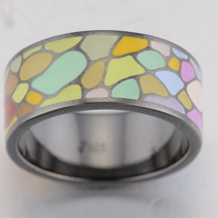 Sterling Silver w/ Black Plating Ring Enamel (R314352ENASB925)