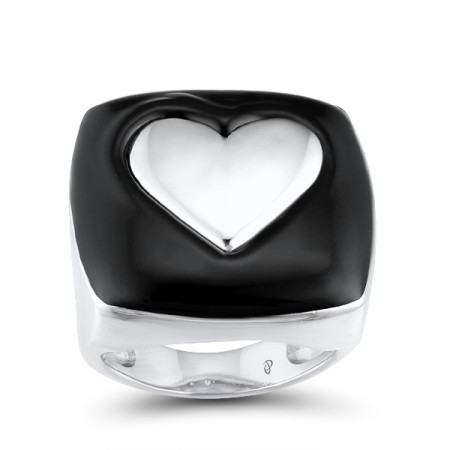 Brass w/ White Gold Plating  Enamel Ring(R314429ENABRW-6.5)