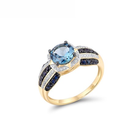 14KYWB Ring Blue Sapphire,Diamond,London Blue Topaz (R314443LBS14KYWB) - US 7