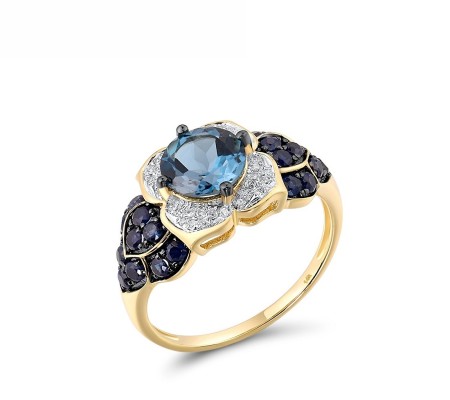 14KYWB Ring Blue Sapphire,Diamond,London Blue Topaz (R314444LBS14KYWB) - US 7