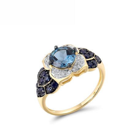 14KYWB Ring Blue Sapphire,Diamond,London Blue Topaz (R314444LBS14KYWB) - US 7