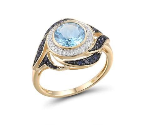 14KYWB Ring Blue Sapphire,Blue Topaz (Swiss Blue),Diamond (R314506BTS14KYWB) - US 6