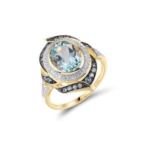 14KYWB Ring Blue Topaz (Swiss Blue),Diamond,Blue Topaz (Sky Blue) (R314509BTK14KYWB)