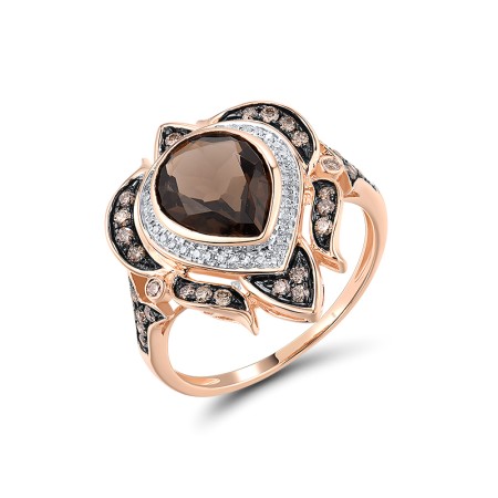14KRWB Ring Diamond,Smoky Quartz,Brown Diamond (R314513BSQ14KRWB)