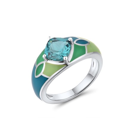 Sterling Silver Ring Enamel,Green Spinel (R314680ENASL925) - US 6