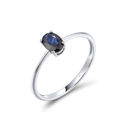 14K 585 White Ring with Genuine Blue Sapphire (R314696SAP14KW)