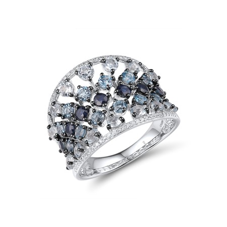 14KWB Ring Blue Sapphire,Blue Topaz (Sky Blue),Diamond,London Blue Topaz (R314911BLAP14KWB)