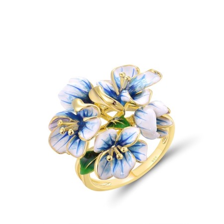 Sterling Silver w/ Yellow Plating Ring Enamel (R314953ENASY925) - US 10