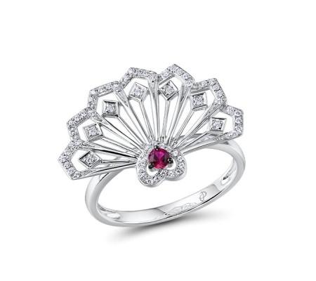 14KWB Ring Diamond,Ruby (R315024RUY14KWB) - US 6