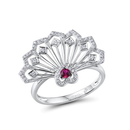 14KWB Ring Diamond,Ruby (R315024RUY14KWB) - US 6