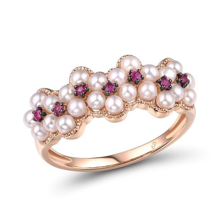 14KRB Ring Fresh Water White Pearl,Ruby (R315054FRY14KRB) - US 6