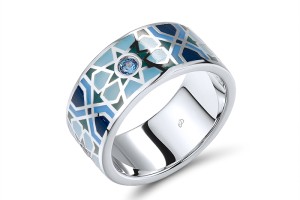 Sterling Silver Ring Enamel,Synthetic Blue Spinel (R315074ENA1SL925)