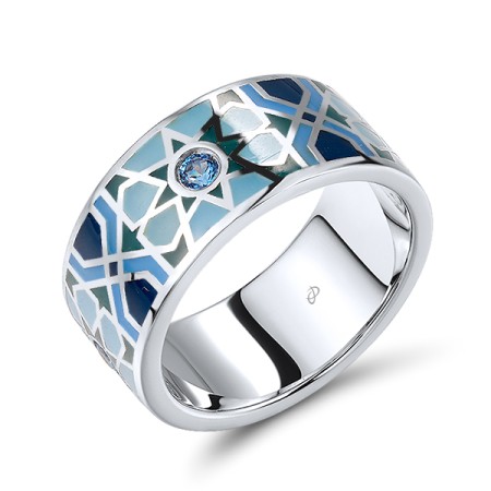 Sterling Silver Ring Enamel,Synthetic Blue Spinel (R315074ENA1SL925)