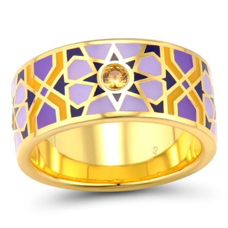 Sterling Silver w/ Yellow Plating Ring Enamel,Yellow Nano Crystal (R315074ENASY925) - US 6