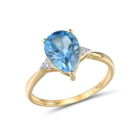 14KYW Ring Blue Topaz (Swiss Blue),Diamond (R315527BLT14KYW) - US 7
