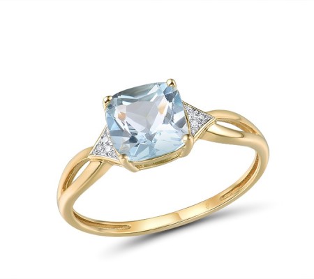 14KYW Ring Blue Topaz (Sky Blue),Diamond (R315528BKT14KYW) - US 7