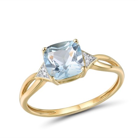 14KYW Ring Blue Topaz (Sky Blue),Diamond (R315528BKT14KYW) - US 7