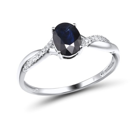 14KW Ring Diamond,Blue Sapphire (R315585SAP14KW) - US 6