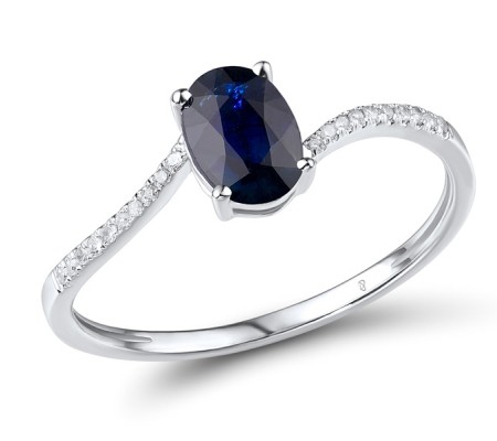 14KW Ring Blue Sapphire,Diamond (R315587SAP14KW) - US 7