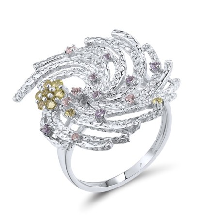 Sterling Silver Ring Created Purple Nano Spinel,Green Nano Cubic Zirconia (Per,Nano pink spinel (R315646GPSZSL925)