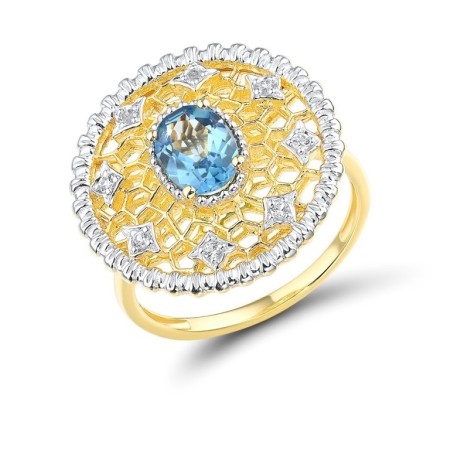 14KYW Ring Blue Topaz (Swiss Blue),Diamond (R315742BLT14KYW) - US 8