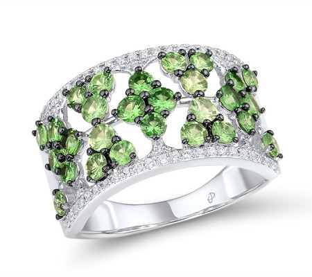 14KWB Ring Diamond,Green Garnet (R315757GNG14KWB)