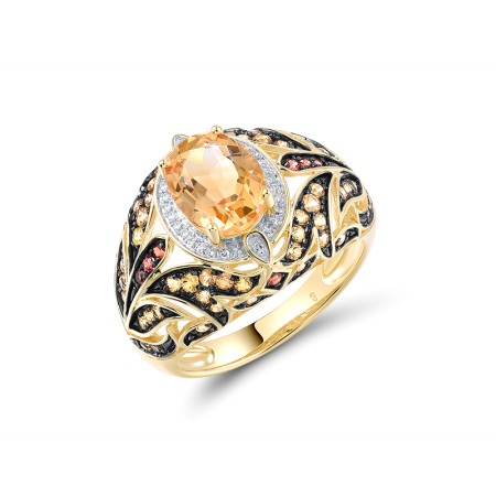 14KYWB Ring Yellow Sapphire,Citrine,Diamond,Orange Sapphire (R315779COYS14KYWB)