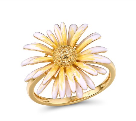 Sterling Silver w/ Yellow Plating Ring Enamel,Yellow Nano Cubic Zirconia (Ci (R315796ENASY925) - US 6