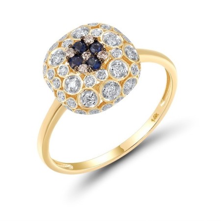 14KYWB Ring Blue Sapphire,Brown Diamond,Diamond (R315818BRS14KYWB) - US 7