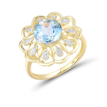 14KYW Ring Blue Topaz (Sky Blue),Diamond (R315843BKT14KYW) - US 6