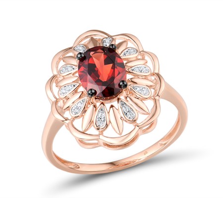 14KRWB Ring Diamond,Garnet (R315845GAN14KRWB) - US 6