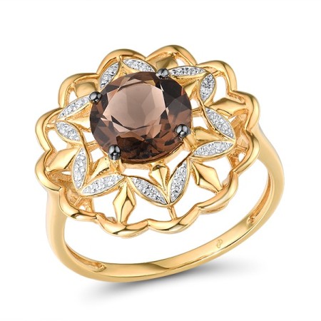 14KYWB Ring Diamond,Smoky Quartz (R315850SKQ14KYWB) - US 6